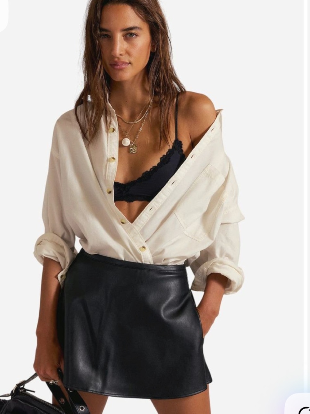Free People Black Paradise Found Vegan Skort